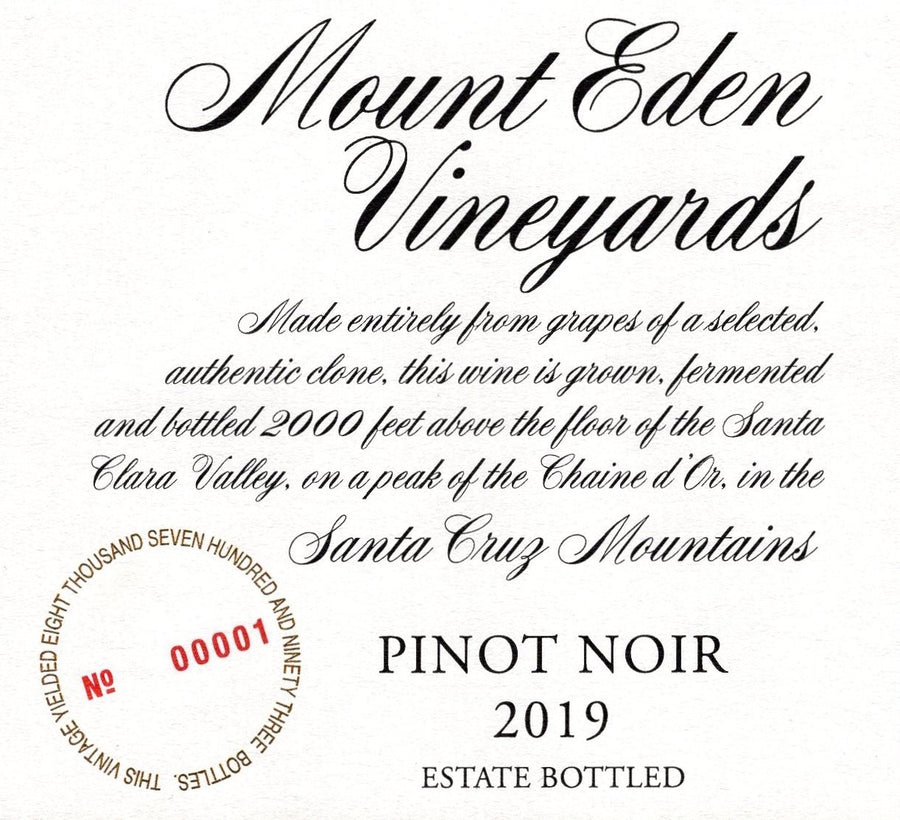 Mount Eden Vineyards Pinot Noir Santa Cruz Mountains