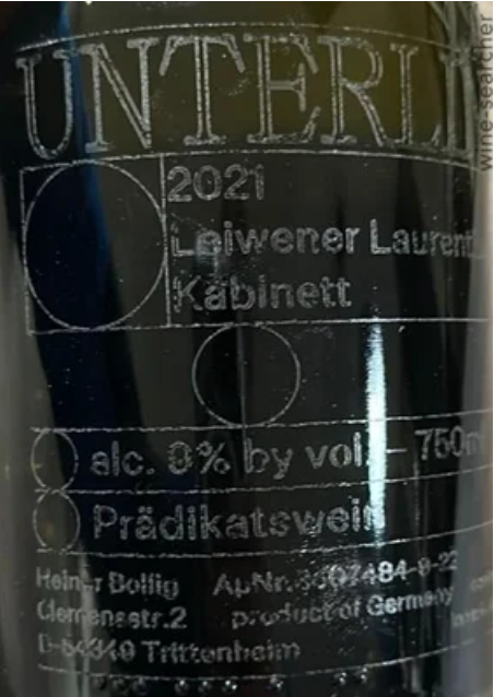 2021 Unterlind Riesling Kabinett Leiwener Laurentiuslay