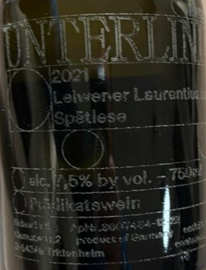 2021 Unterlind Riesling Spatlese Leiwener Laurentiuslay Spatlese