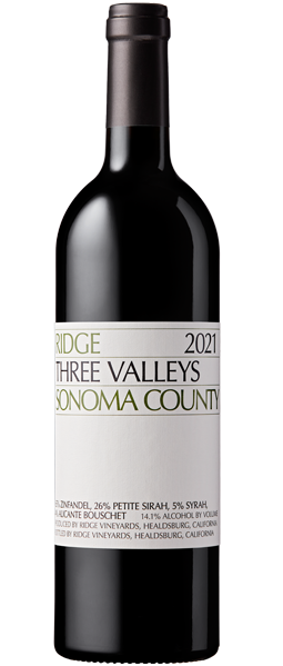 Ridge Vineyards Zinfandel Three Valleys Sonoma County