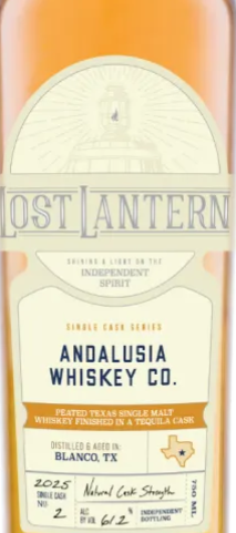 Lost Lantern Texas Peated Single Malt Whiskey Andalusia Single Cask 2 Tequila Finish 750ML