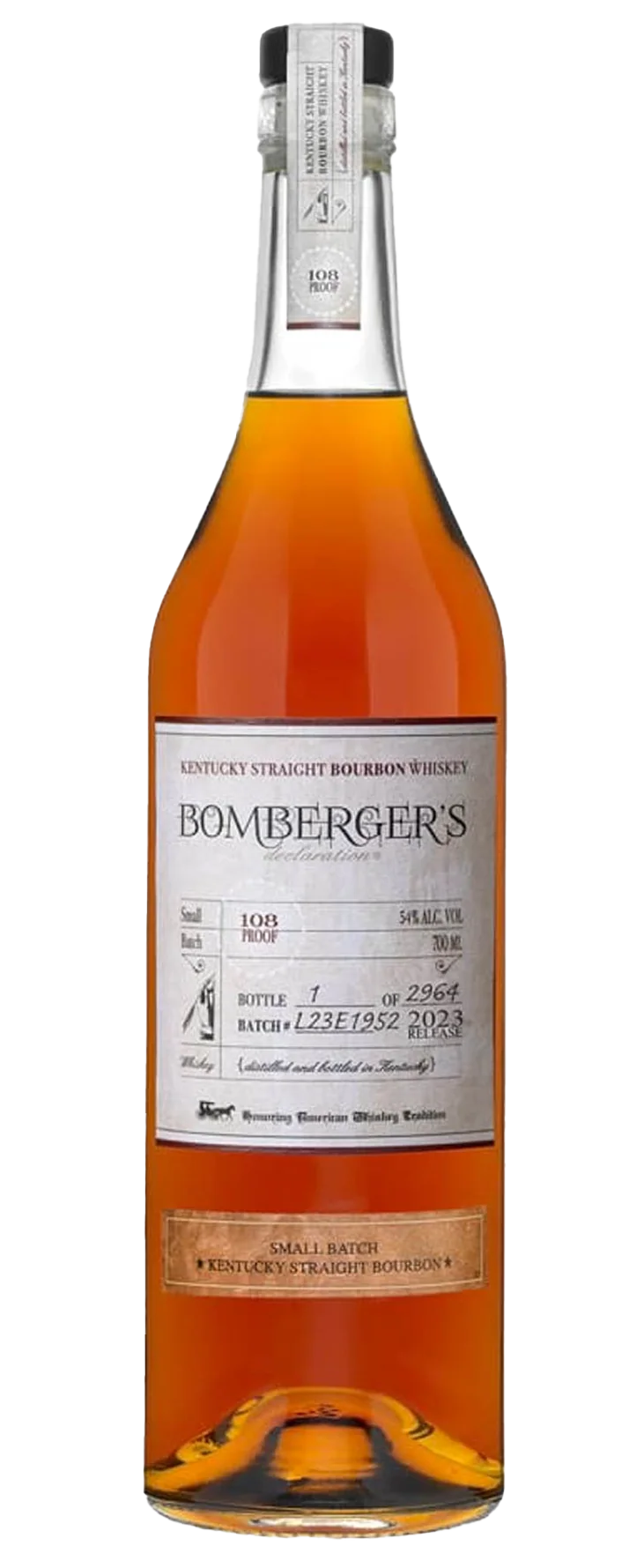 Bomberger's Kentucky Straight Bourbon Whiskey Small Batch Declaration 