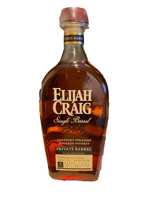 Elijah Craig Kentucky Straight Bourbon Whiskey Single Barrel Private Barrel 9 Years Old 