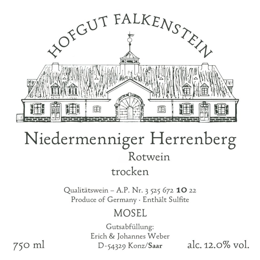 2019 Hofgut Falkenstein Rotwein Trocken Niedermenniger Herrenberg