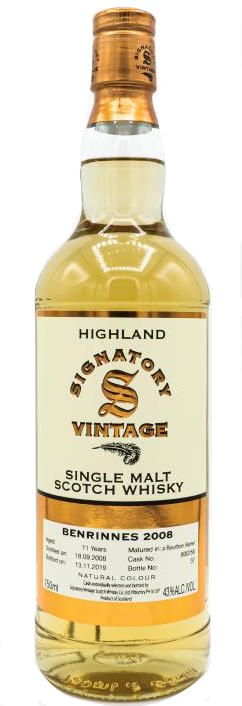 2008 Signatory Benrinnes Speyside Single Malt Scotch Whisky Aged 11 Years 750ML
