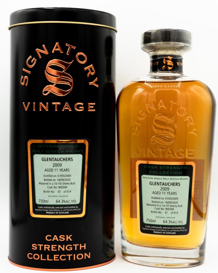2009 Signatory Glentauchers Speyside Single Malt Scotch Whisky Aged 11 Years, 128.6 Proof 750ML