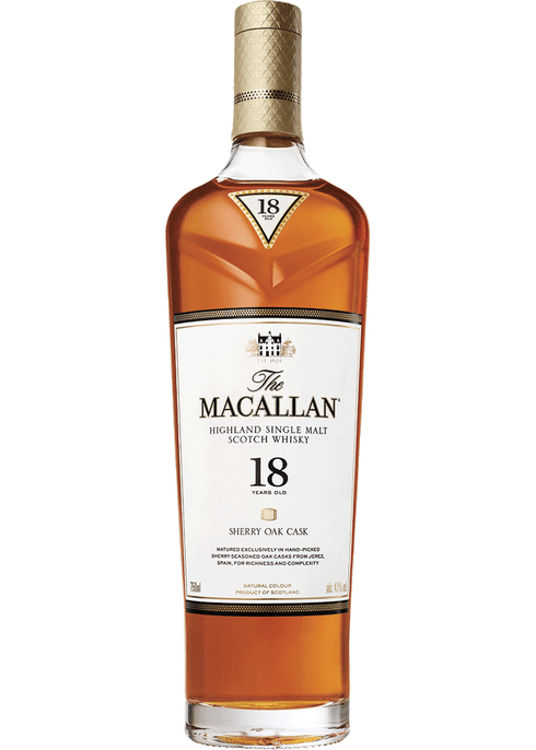 Macallan Highland Single Malt Scotch Whisky Old Sherry Oak Cask 18 Years 750ML
