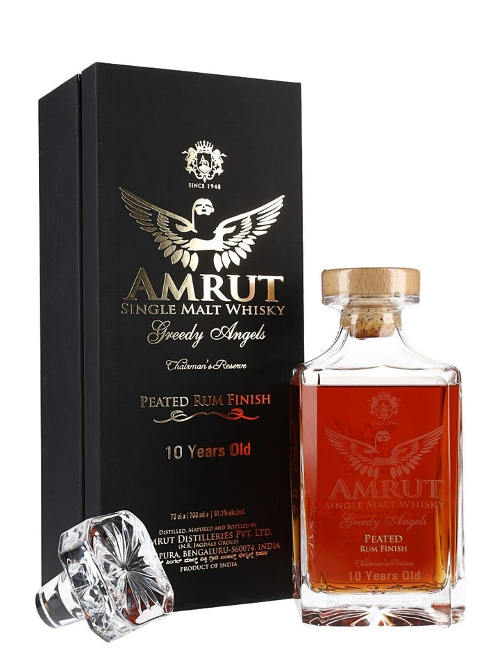 Amrut Greedy Angel Peated Rum Finish 10 Year Single Malt Whisky 114.2 Proof